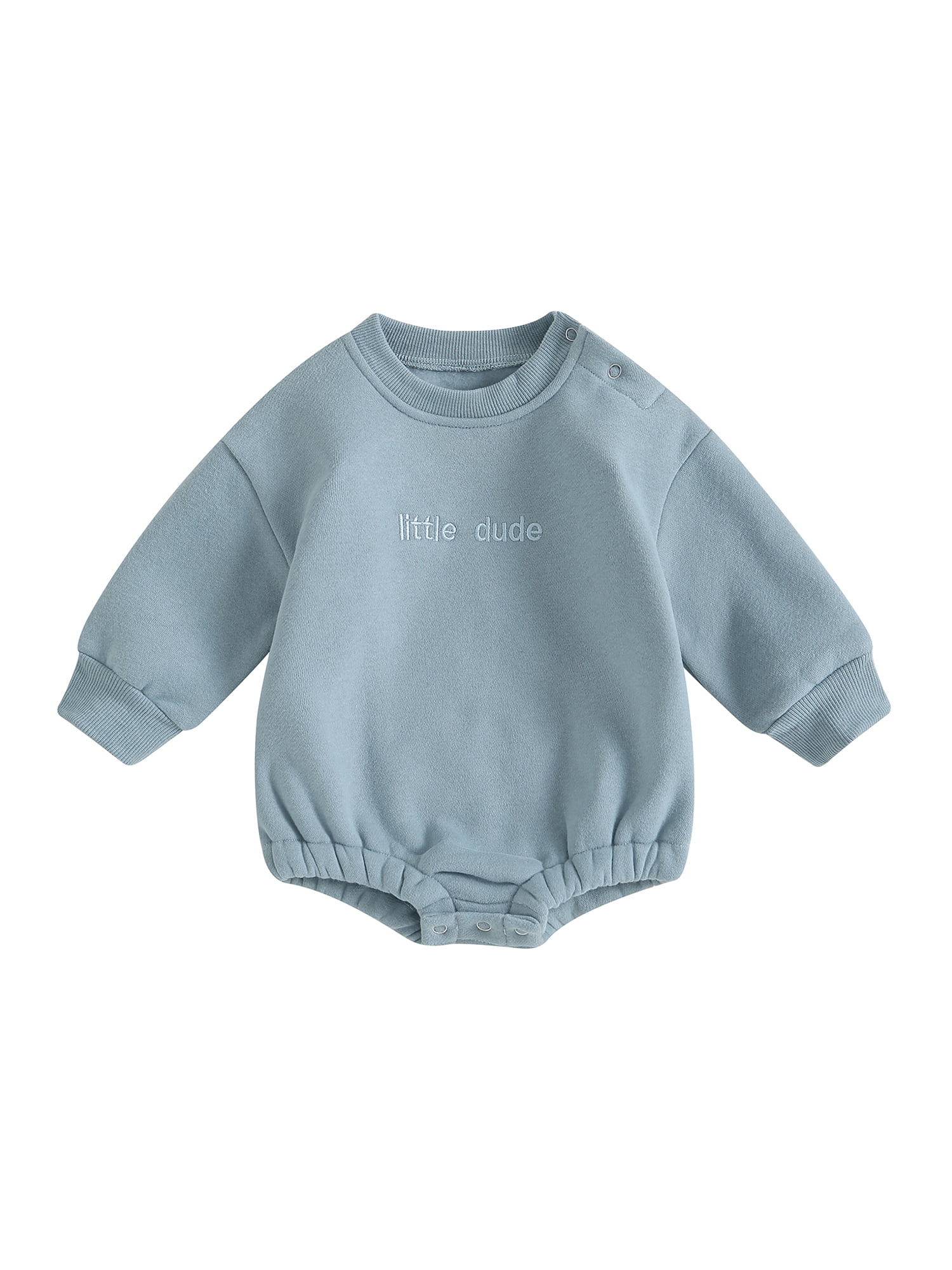 Baby Boy Sweatshirt Romper Flannel Long Sleeve Letter Embroidery