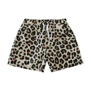 XTRA CUTE Toddler Swim Trunks Boys Family Matching Swimsuit Set Daddy and Me Swimwear Kids Leopard Prints Swim Trunks Beach Short Baby Boy Swimsuit Khaki 4 Years-5 Years