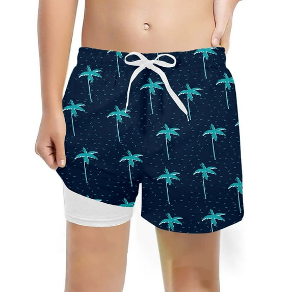 Baby Boy Swim Trunks Kids Toddler Boys Summer Fashion Prints Swim Trunks with Compression Liner Stretch Swim Shorts Baby Swimsuit Boy Navy 7 Years