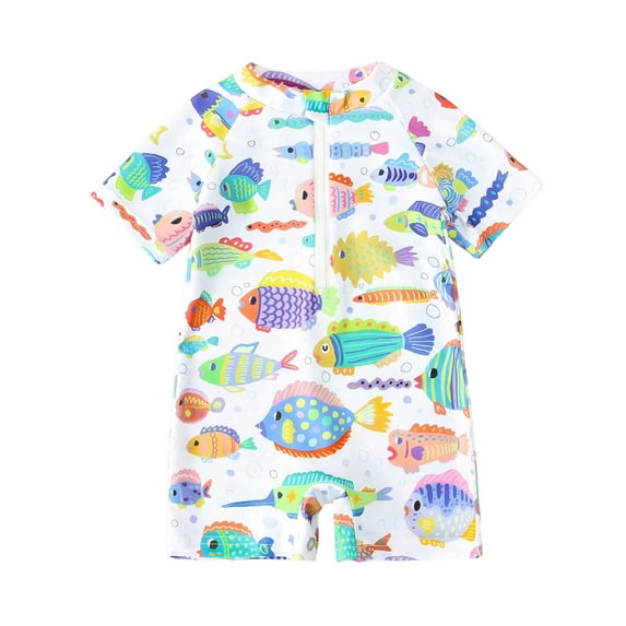 Baby Boy Swimsuit 9-12 Months Baby Toddler Boys Zipper Rash Guard Swimsuit UPF 50+ One Piece Beach Swimwear Bathing Suits 3-36 Months