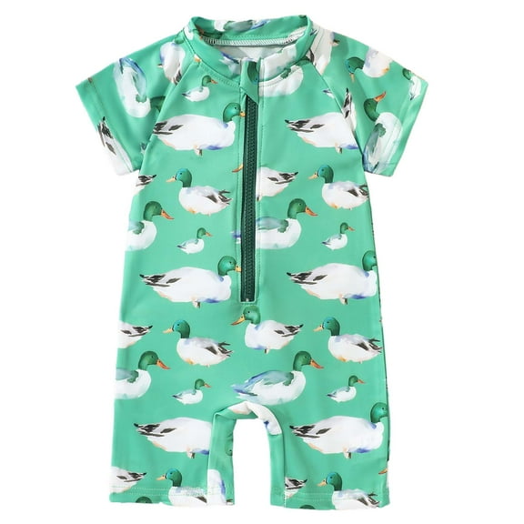 Baby Boy Swimsuit 9-12 Months Toddler Infant Baby Boys Swimsuit Kids Rash Guard One Piece Newborn Zipper Bathing Suit Swimwear with Hat