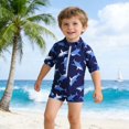 thumbnail image 1 of Baby Boy Swimsuit Kids Boys Cartoon Shark Print One Piece Swimsuits Boys Bathing Suit Dark Blue 18-24 Months, 1 of 9
