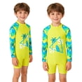 thumbnail image 1 of Baby Boy Swimsuit Kids Tropical Print Long Sleeve Rash Guard and Swim Trunks One Piece Swimsuit Multicolour 4-5 Years, 1 of 7