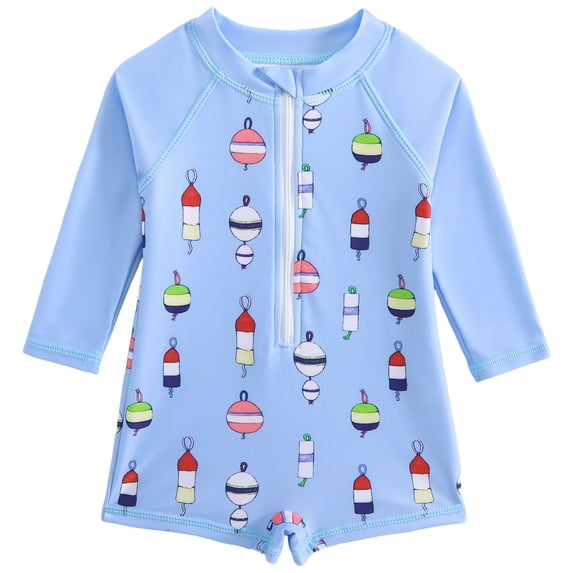 Baby Boy Swimsuit One Piece Long Sleeve Zipper Bathing Suit UPF 50+ Sun Protection Rashguard Swimwear 0-24 Months Toddler Rash Guard