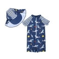 thumbnail image 1 of Baby Boy Swimsuit One Piece Short Sleeve Zipper Swimwear Toddler Bathing Suit Rash Guard Swimwear Beachwear Sunsuit ,12-18 Months,Blue, 1 of 4