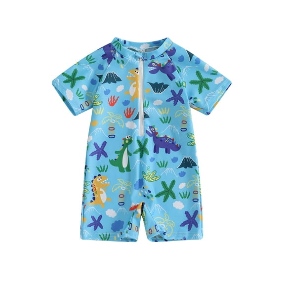Baby Boy Swimsuit Rash Guard Shirts Toddler Boy Zipper Swimwear Infant One Piece Bathing Suit