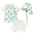 thumbnail image 1 of Baby Boy Swimsuit Toddler Coconut Tree Whale Print Swimsuit Boys Short Sleeve Rash Guard Bathing Suits 3Pcs Outfit Bathing Suits for Teens White 6 Months-12 Months, 1 of 1