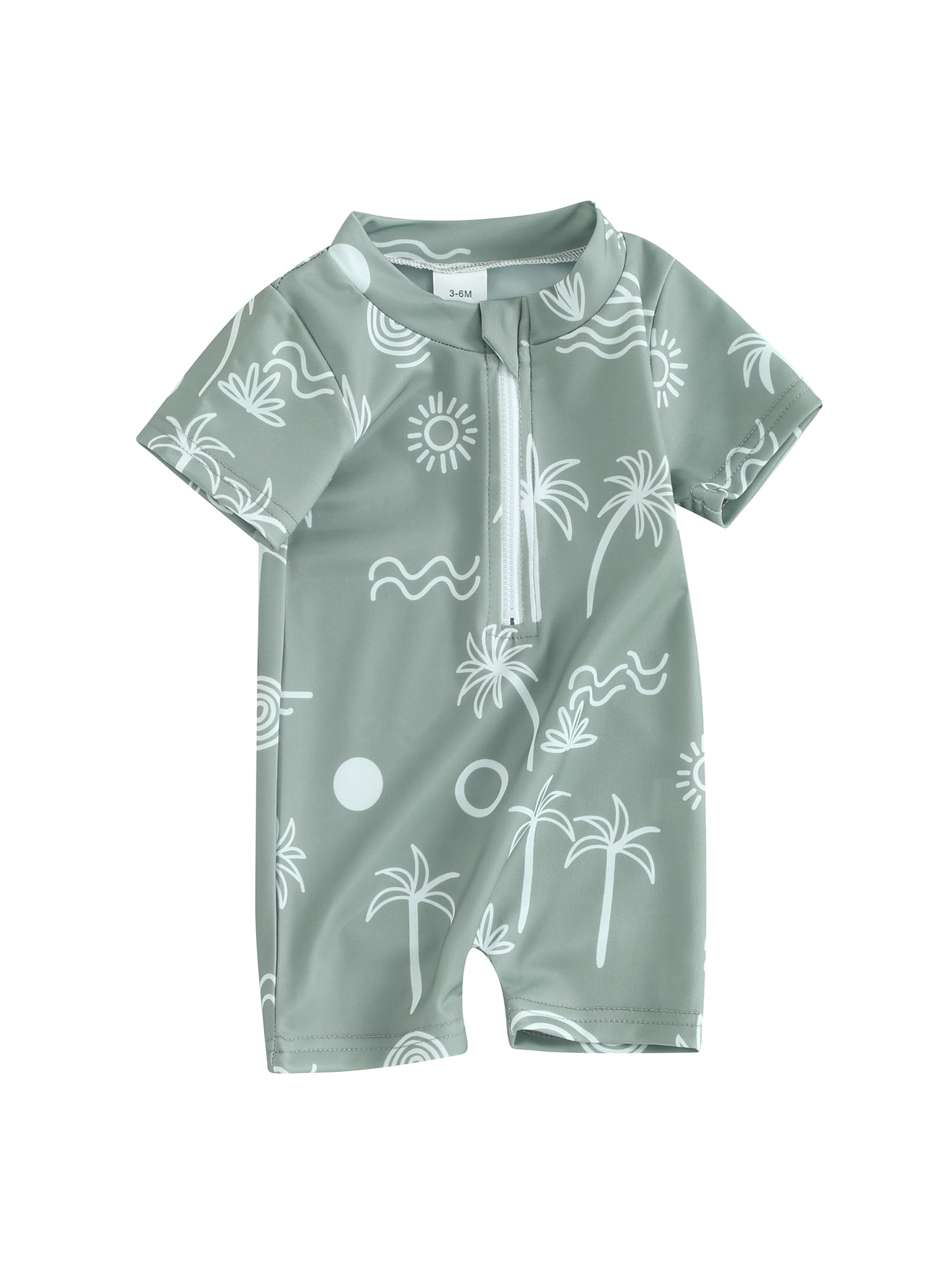 Baby Boy Swimsuit Toddler One Piece Zipper Bathing Suit Infant Rash Guard Beach Swimwear Sunsuit