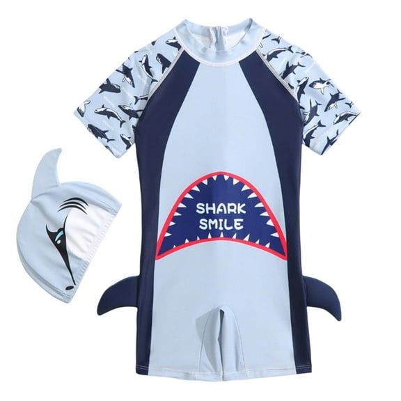 Baby Boy Swimsuit Toddlers and Baby Boys Swimsuit Short Sleeve Cartoon Cute Prints Student Swimsuit Kids Swimsuits Grey 2 Years-3 Years