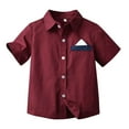 thumbnail image 1 of Baby Boy T Shirts Solid Short Sleeve Summer Dress Formal Classic Boys Button Down Shirt Red 18-24 Months, 1 of 4