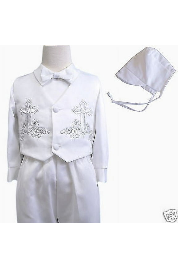 Baby Boy & Toddler Christen Baptism vest shorts Suit Gown Outfits sz XS-4T white