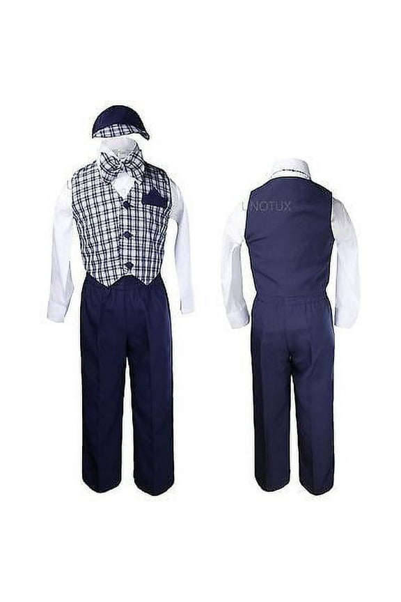 Baby Boy Toddler Eton Formal Vest Set Suits Outfits Navy Blue S M L XL 2T 3T 4T