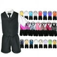 thumbnail image 1 of Baby Boy Toddler Formal Vest Shorts 6pc Set Suit Vest Bow Tie 23 Color Pick S-4T, 1 of 1
