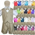 thumbnail image 1 of Baby Boy & Toddler Formal Vest Shorts Khaki Suit Extra Vest Necktie 7pc Set S-4T, 1 of 1