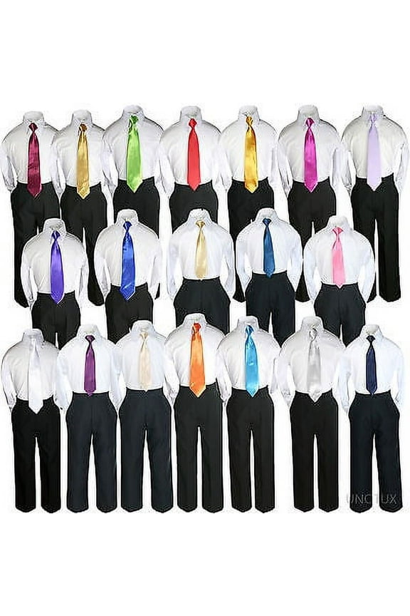Baby Boy Toddler Wedding Formal 3pc Set Shirt Pants Necktie Suit Separate S-4T