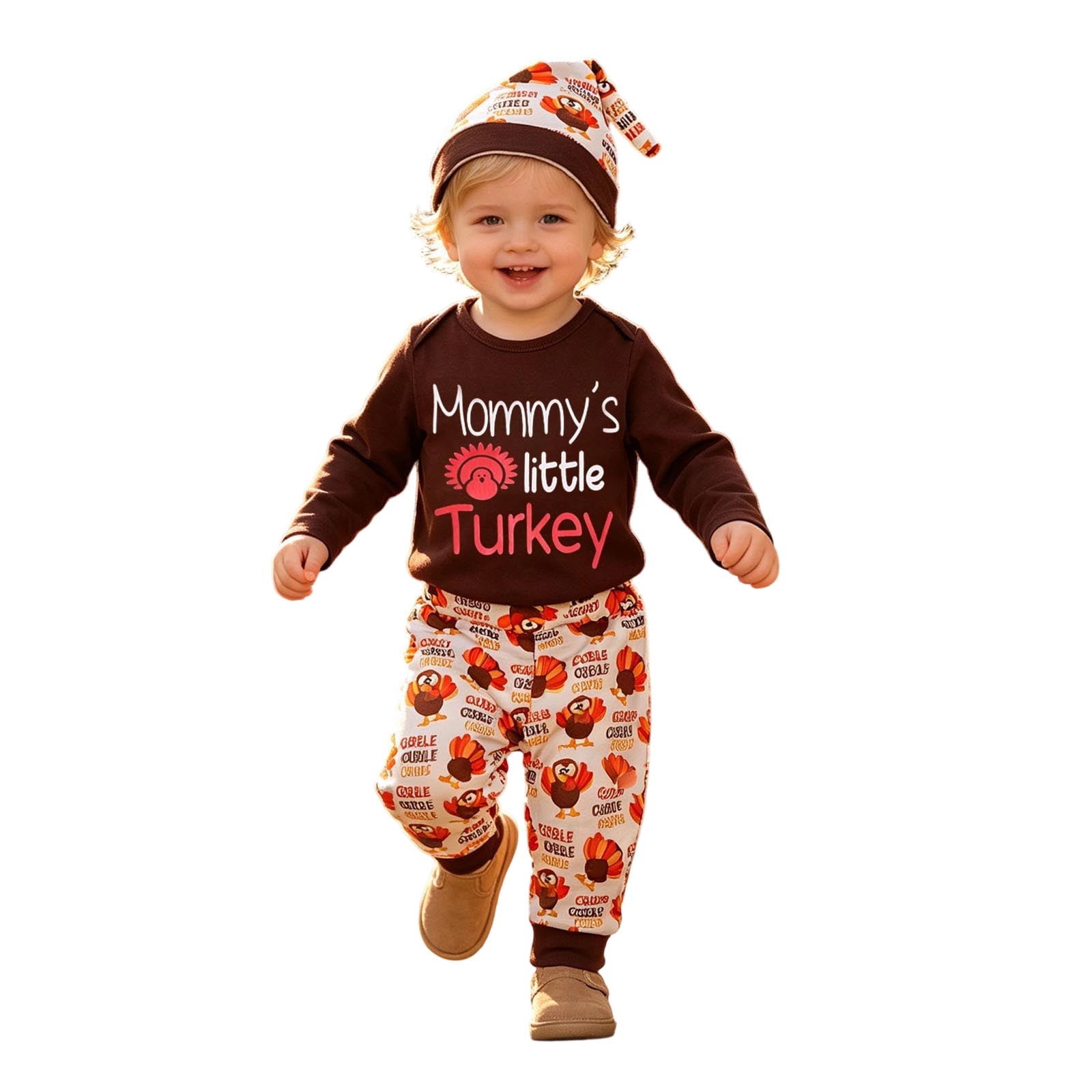 Baby Fall Essentials Baby Boy Triangle Romper Pants Hat 3 Piece Set Newborn Infant Fall ...
