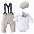 thumbnail image 1 of Baby Boy Two Piece Suit Coat and Romper Outfit Formal Suit Toddlers Wedding Tuxedo, 1 of 5
