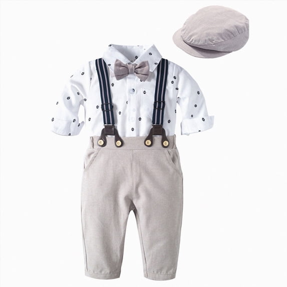 Baby Boy Two Piece Suit Coat and Romper Outfit Formal Suit Toddlers Wedding Tuxedo