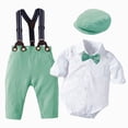 thumbnail image 1 of Baby Boy Two Piece Suit Coat and Romper Outfit Formal Suit Toddlers Wedding Tuxedo, 1 of 9
