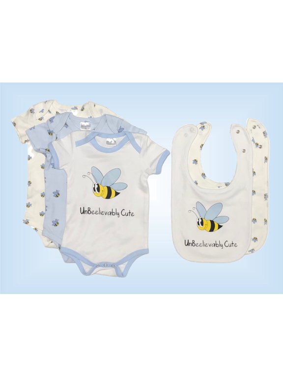 Baby Boy UnBEElievably Cute Bee Onesie and Bib 5-Piece Set, Sizes 3-18 Months