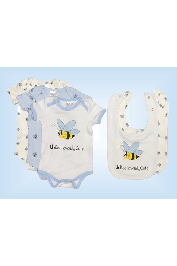 Baby Boy UnBEElievably Cute Bee Onesie and Bib 5-Piece Set, Sizes 3-18 Months