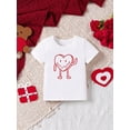 thumbnail image 1 of Baby Boy Valentine's Day Cartoon Heart Pattern Short Sleeve Round Neck Top, Summer, 1 of 2