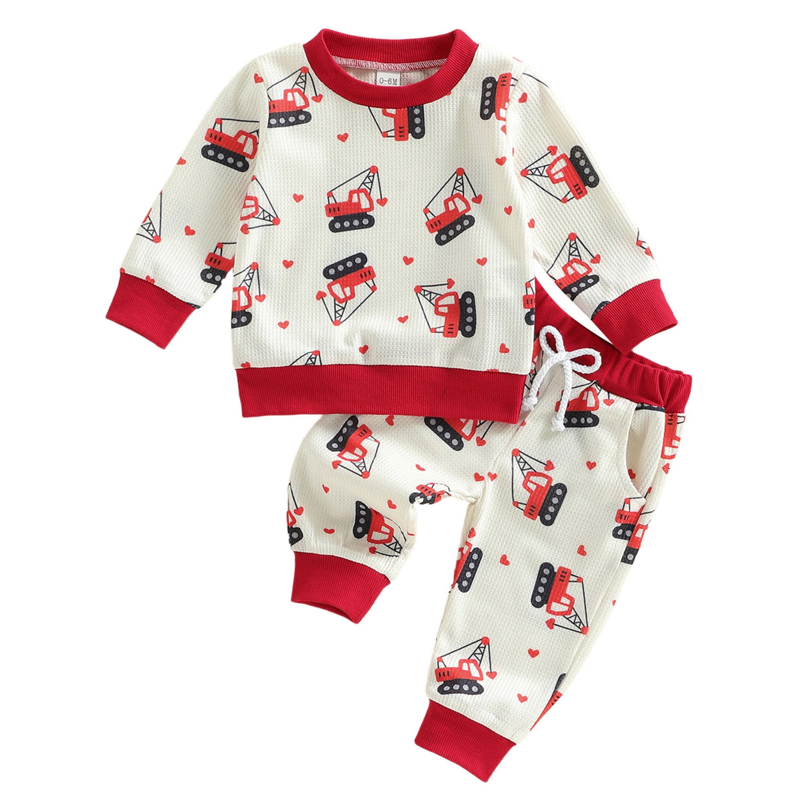 Baby Boy Valentine’s Day Outfits Long Sleeve Truck Heart Print ...