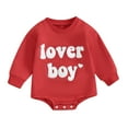 thumbnail image 1 of Baby Boy Valentines Day Outfit 3M 6M 12M 18M Sweatshirt Romper Long Sleeve Bubble Onesie Newborn Winter Clothes Lover Boy, 1 of 10