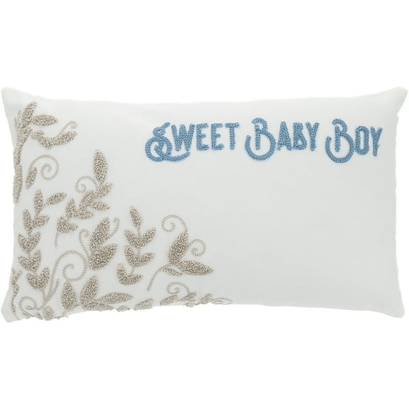 Pavilion Gift Company - Baby Boy - Vines - 16" x 10" Punch Needle Embroidered Pillow