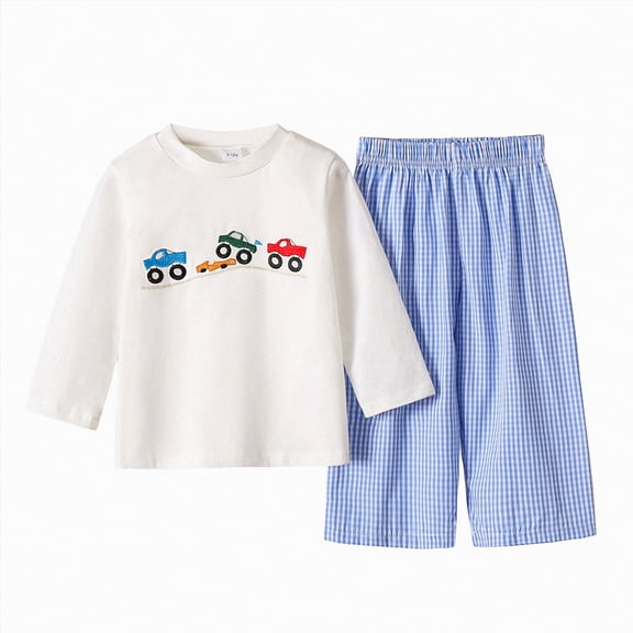 Baby Boy Winter Clothes Little Boys Spring Fall Round Neck Long Sleeve Elastic Waist 6 12 18 24 Months Everyday Outfit Set 2Pcs