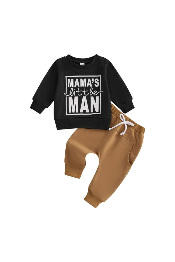 Baby Boy Winter Clothes Newborn Toddler Baby Boy 2Pcs Outfits Letters Print Pullover Tops + Drawstring Pants Set Fall Winter Clothes