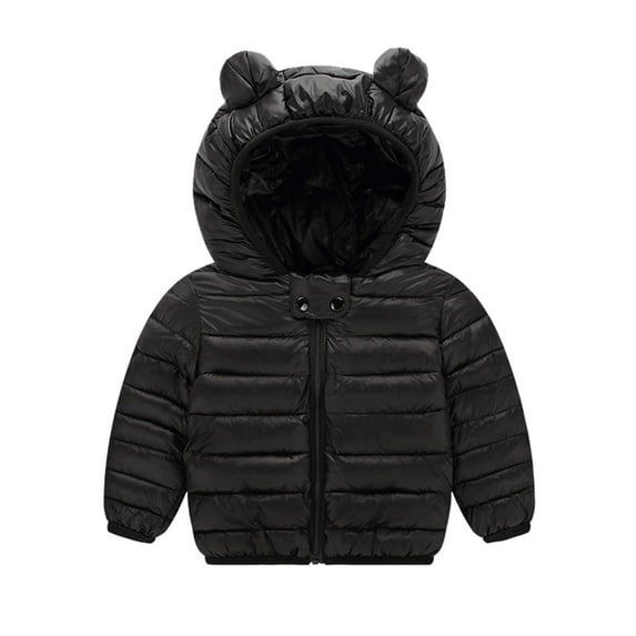 Baby Boy Winter Coat Cute Bear Hooded Jacket Zipper up Down Coats for Baby Girls Winter Fleece Coat 6-12 Months Newborn Baby Clothes