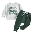 thumbnail image 1 of Baby Boy Winter Outfits Boy Christmas Outfits Baby Boy Fall Clothes Set Long Sleeve Letter Print Sweatshirt Pants Toddler Outfits Grey 12-18 Months, 1 of 9