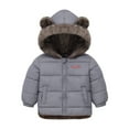 thumbnail image 1 of Baby Boy Winter 𝐅𝐥eece Coat Toddler Puffer Jacket Bear Ears Hooded Jacket Coat Baby Girl Outerwear Warm Clothes, 1 of 6
