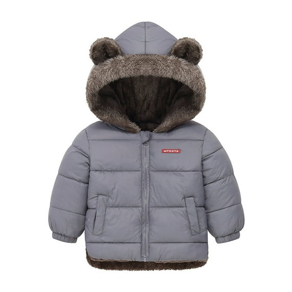 Baby Boy Winter 𝐅𝐥eece Coat Toddler Puffer Jacket Bear Ears Hooded Jacket Coat Baby Girl Outerwear Warm Clothes