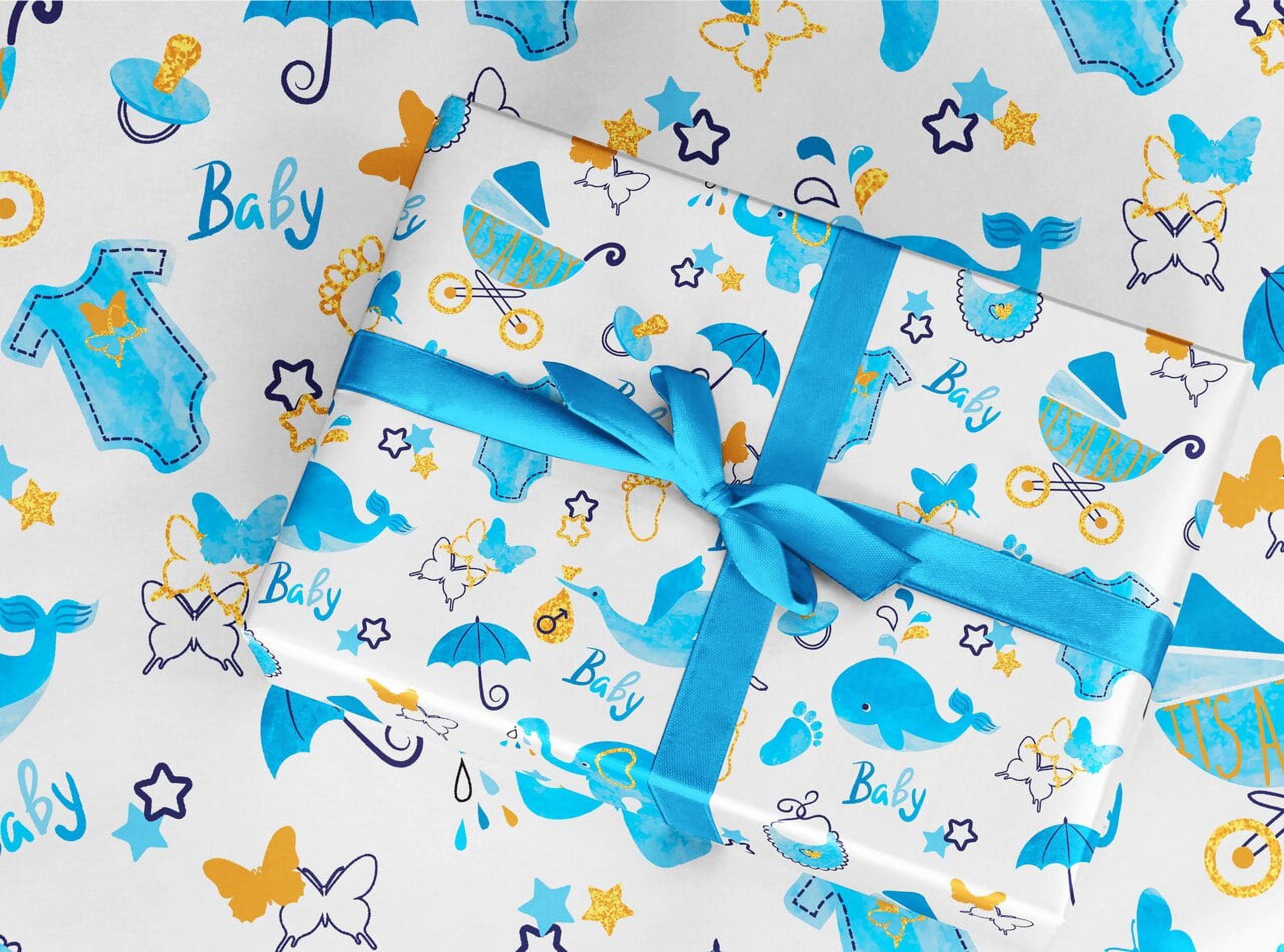 Wrapping Paper Roll, Baby Boy Wrapping Paper Gift Wrap, New Boy Wrapping  Paper Gift Wrap, Pink or Blue, Newborn Baby Shower UK 