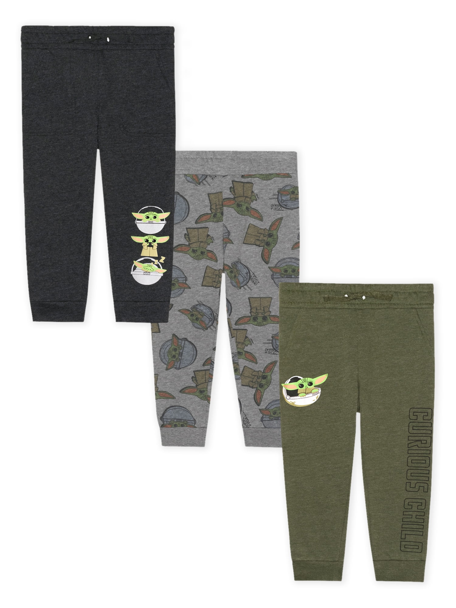 Baby Boy Yoda Baby and Toddler Boy Fleece Jogger Pant Multipack, 3-Pack, Sizes 12M-5T