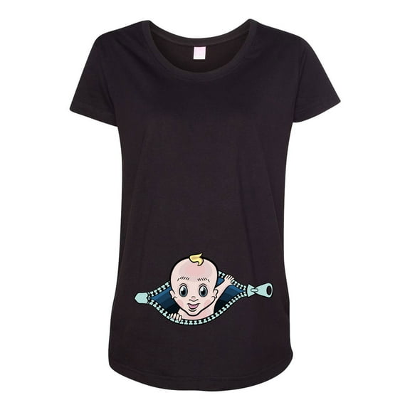 Baby Boy Zipper Cute Pregnant Expecting Mom Maternity DT T-Shirt Tee