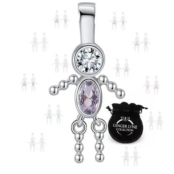 Baby Boy Birthstone Charm Children Pendants for Mom or Grandma Necklace by Ginger Lyne CZ Sterling Silver