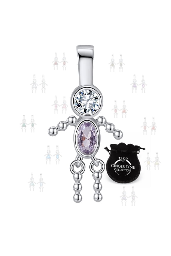 Baby Boy Birthstone Charm Children Pendants for Mom or Grandma Necklace by Ginger Lyne CZ Sterling Silver