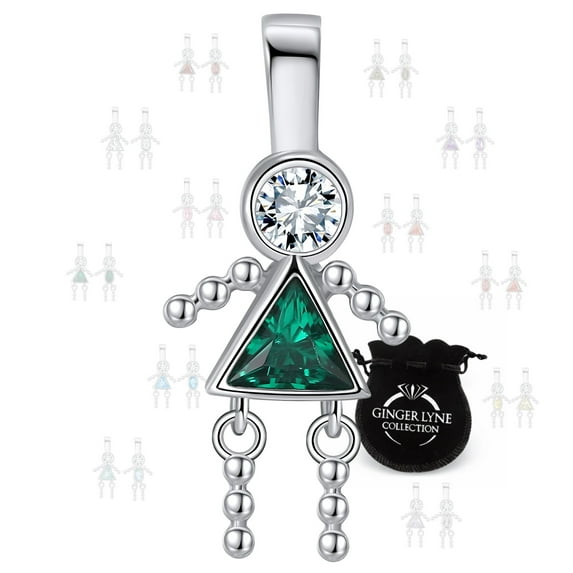 Baby Girl Birthstone Charm Children Pendants for Mom or Grandma Necklace by Ginger Lyne CZ Sterling Silver