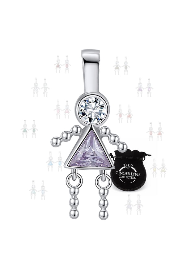 Baby Girl Birthstone Charm Children Pendants for Mom or Grandma Necklace by Ginger Lyne CZ Sterling Silver