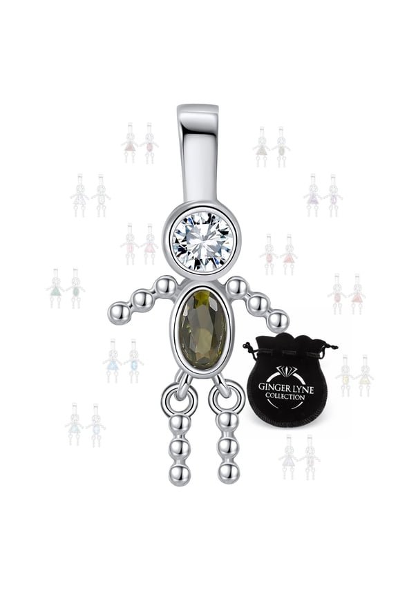 Baby Boy Birthstone Charm Children Pendants for Mom or Grandma Necklace by Ginger Lyne CZ Sterling Silver