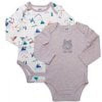 Baby Boy's 2-Pack Long-Sleeve Kimono Bodysuit Set -Side Snap Onesie Infant Bundle, Mountain Wolf, Preemie…
