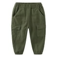 thumbnail image 1 of Baby Boy's Cargo Pants Solid Color Casual Loose Khaki Trousers With Pocket, 1 of 3