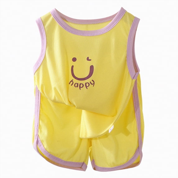 Baby Boy's Clothing Boy Clothes Kids Boys Summer Cute Prints Sleeveless Sports 0 6 12 18 24 Months 2T 3T T-Shirt+Pant 2Pcs/Set T-Shirts Elastic Waist Shorts 2Pcs Outfits 2-Piece Set