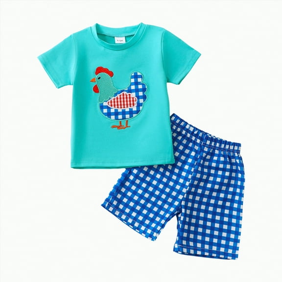 Baby Boy's Clothing Boy Clothes Kids Summer Plaid Print Short Sleeved Beach 0 3 6 12 18 24 Months Sleepwear Outfits T-shirt Shorts Two Pieces Set