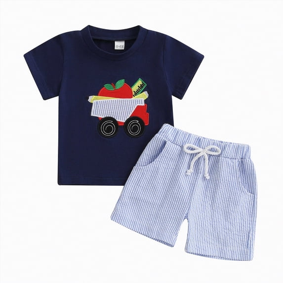 Baby Boy's Clothing Boy Clothes Summer Cartoon Print Sleeveless Beach 3 6 12 18 24 Months 3T T-shirt Tops+Shorts Outfits School Wear Pajamas & Dailywear Set 2PCS