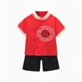 thumbnail image 1 of Baby Boy's Clothing Child Kids Spring Summer Embroidery Print Short Sleeve Casual 3 6 12 18 24 Months 3T T-shirt Tops+Shorts Outfits School Wear Shirt Shorts Set 2-Piece, 1 of 3