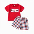 thumbnail image 1 of Baby Boy's Clothing Toddler Boy Clothes Set Kid Spring Summer Cotton Letter Prints Short Sleeved Sports 18-24 Months 2t 3t 4t 5t 6t Shorts Two Piece T-Shirt and 2-Piece, 1 of 6
